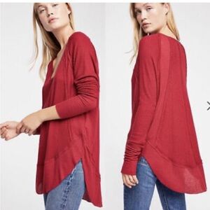 Free People We The Free‎ Catalina Red Oversized Thermal Top- Size Small